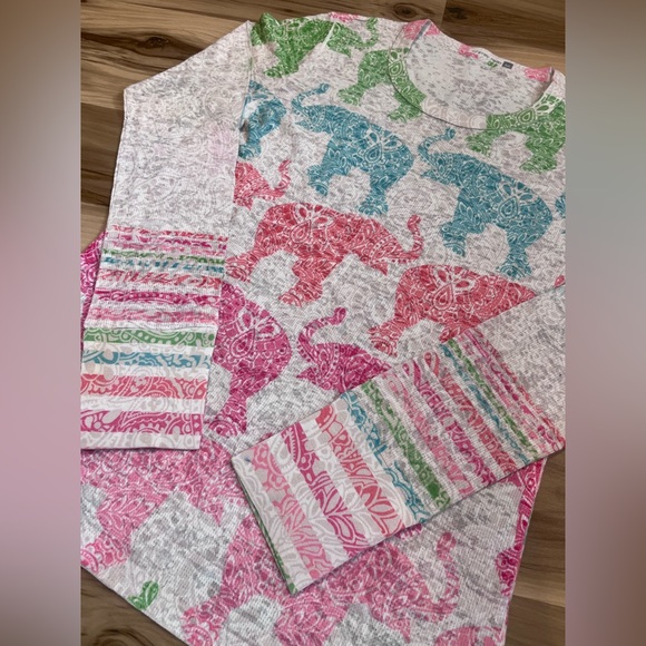 Sundance Whimsy Rose Waffle Long Sleeve Shirt Elephants Boho Mandala Medium M - Picture 2 of 8